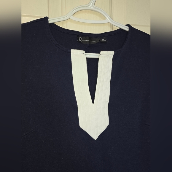 Coastal Navy & White Cotton Shift Dress | Effortless Chic M - Picture 4 of 5